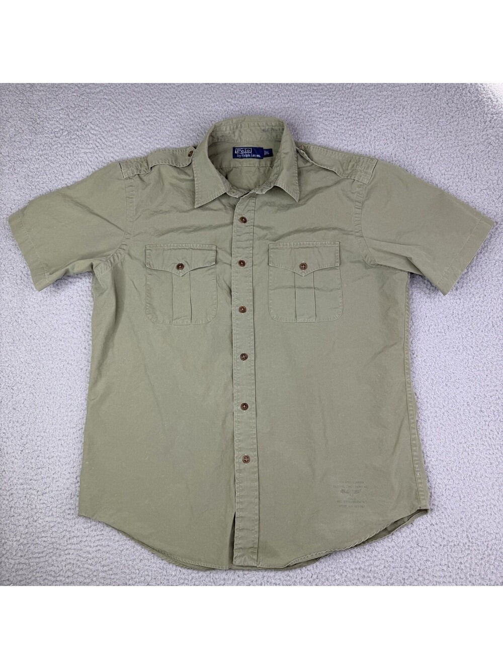Polo Ralph Lauren SS Shirt Men's L Military Green Utility Surplus Button Up